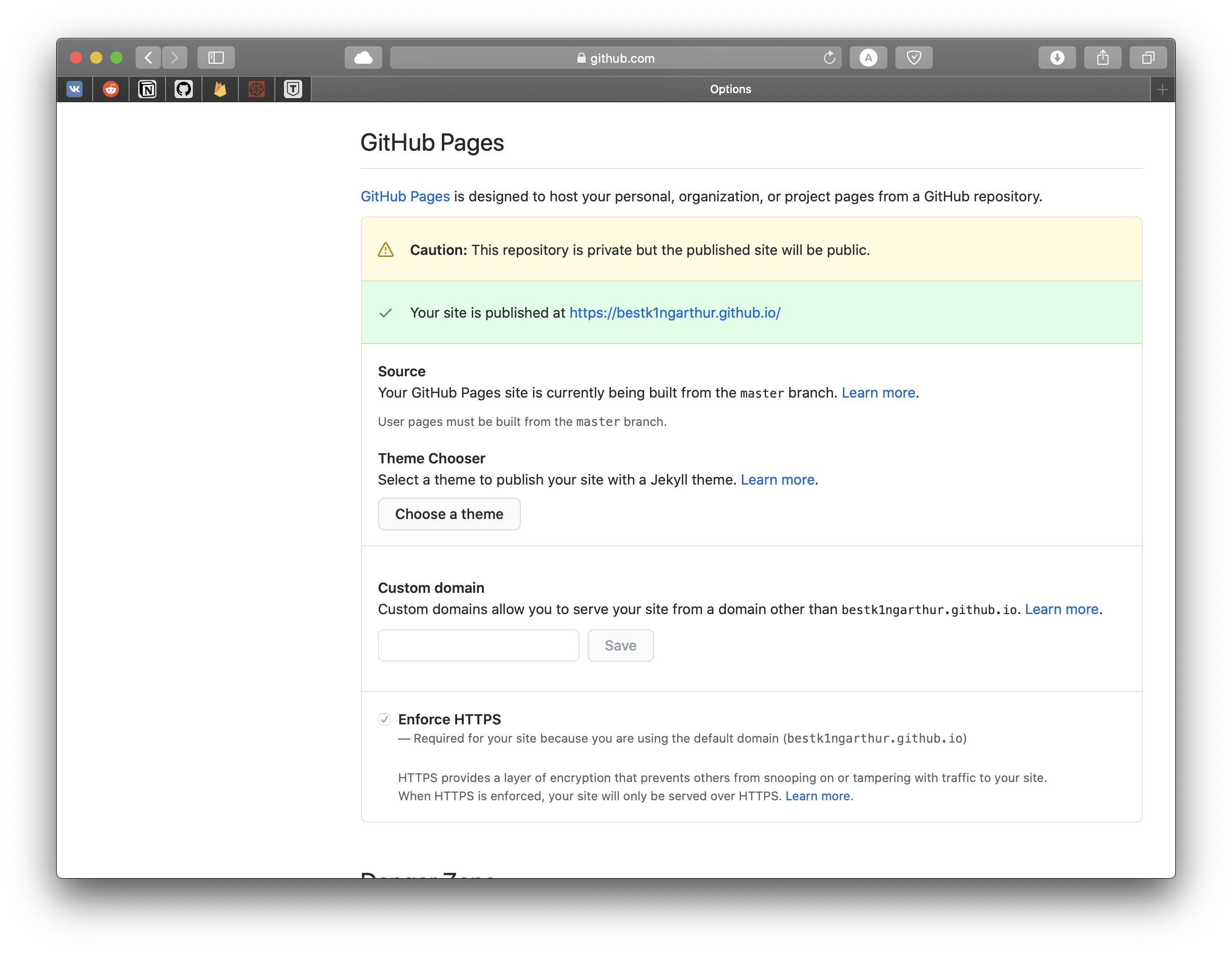 GitHub enabling pages